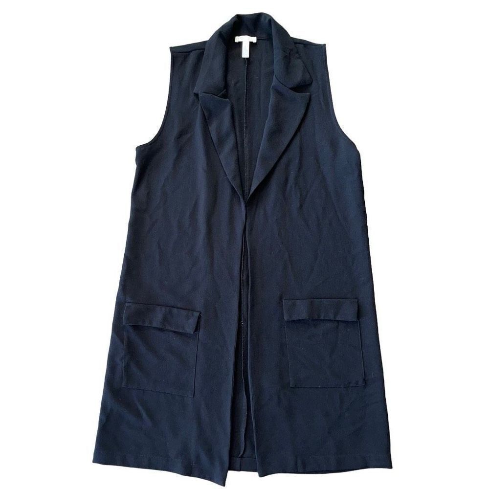 Leith Black Sleeveless Cardigan Vest Open Front Small